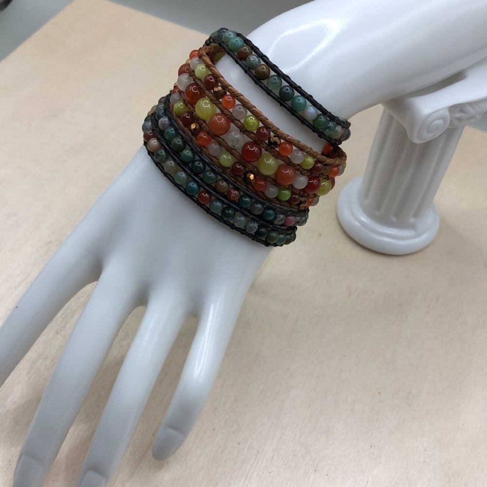 Curated bundle 2 artisan handmade stone layering boho bracelets-unisex